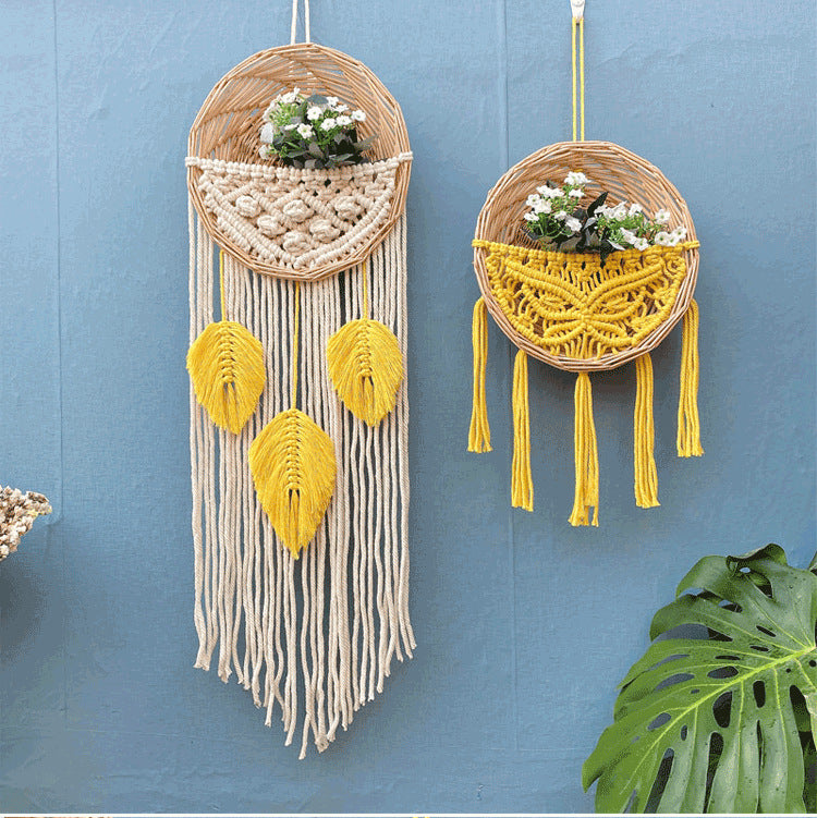 Nordic Walling Hanging Decor Plant Flower Flower Basket Children's Room Wall Planter Basket for Flower Hanging Decoration
