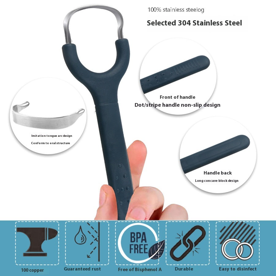New Style Portable 304 Stainless Steel and Copper Y-Shaped Tongue Scraper Effective Tongue Cleaner for Odor Removal