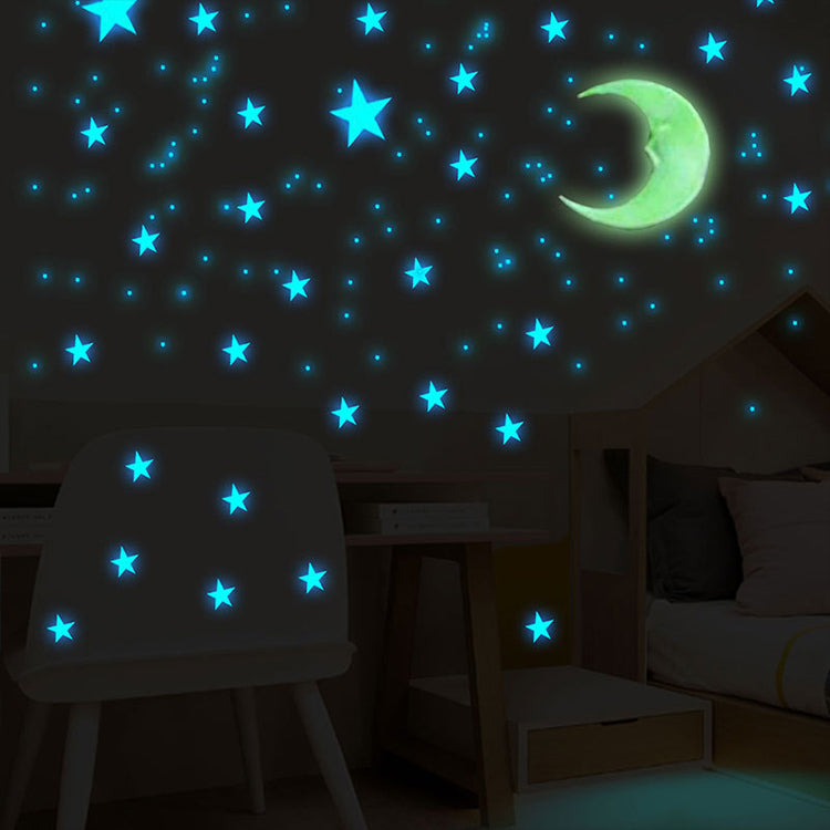 100 Pcs Glow In The Dark Stars – Luminous Plastic Ceiling & Wall Stickers, Space-Themed Room Decoration for Kids Bedroom, Nursery, Glow Stars for Night Sky Effect
