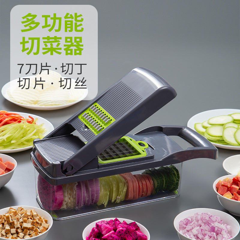 Kitchen Accessory 12 in 1 Onion Gadgets Mincer Potato Dicer Spiralizer Cutter Hand Held Vegetable Food Chopper