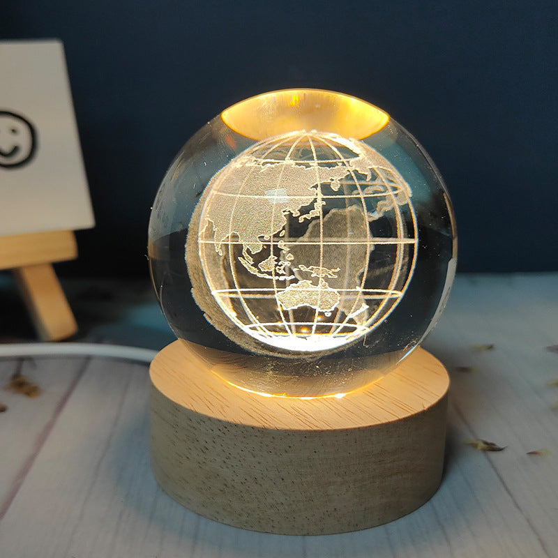3D Art Crystal Ball Night Lamp ā Solar System LED Night Light, Luminous Crystal Globe for Bedroom, Office, and Desktop Home Decoration