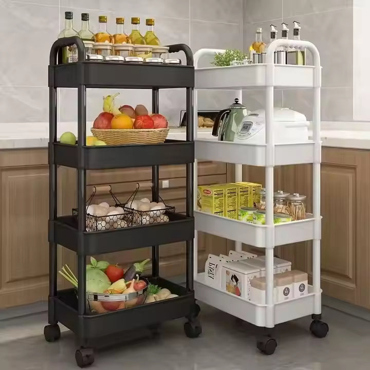 Wholesale Small Movable Multi-layer Floor-standing Storage Rack Plastic Kitchen Bedroom Living Room and Bathroom Organizer