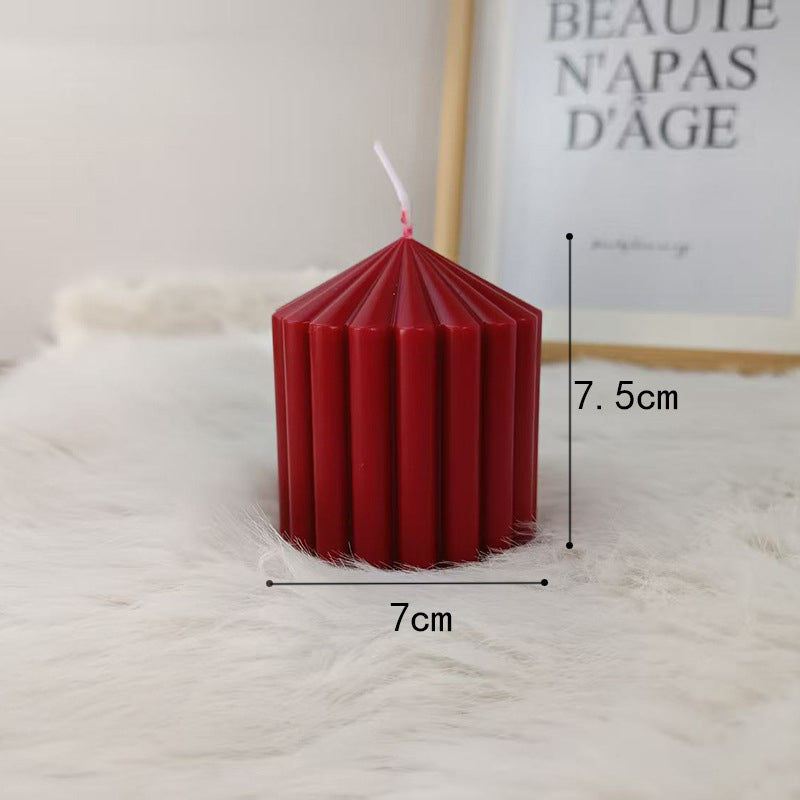 Nordic Style Home Decor Vertical Stripe Aromatherapy Soy Pillar Candles Red Decorative Square Bougie Ribbed for Christmas