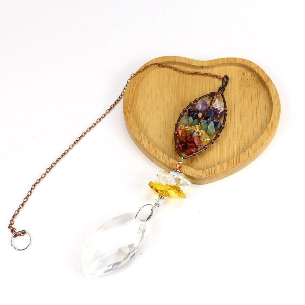 Hot Stock Tree Life Crystal Pendant Natural Gravel Sun Catcher Amethyst Mosaic Craft Model Polished Christmas Decorations Hot