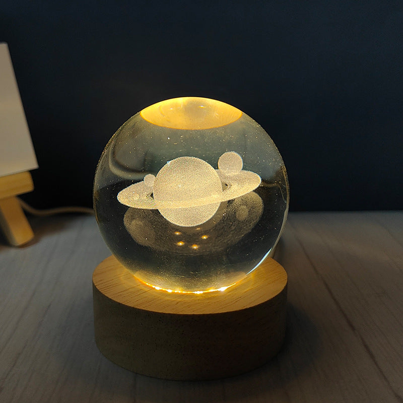 3D Art Crystal Ball Night Lamp ā Solar System LED Night Light, Luminous Crystal Globe for Bedroom, Office, and Desktop Home Decoration