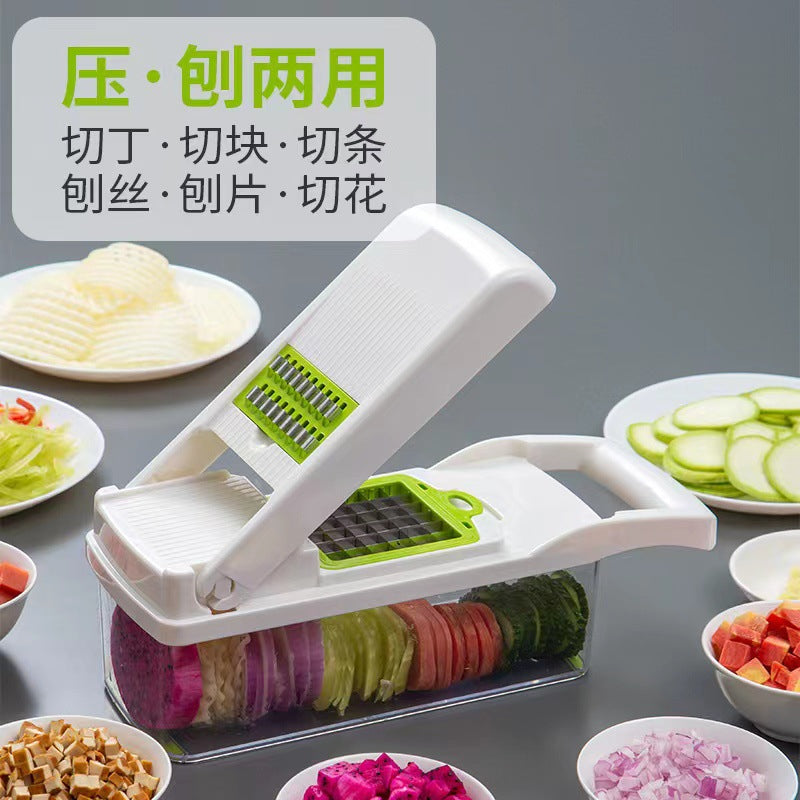 Kitchen Accessory 12 in 1 Onion Gadgets Mincer Potato Dicer Spiralizer Cutter Hand Held Vegetable Food Chopper