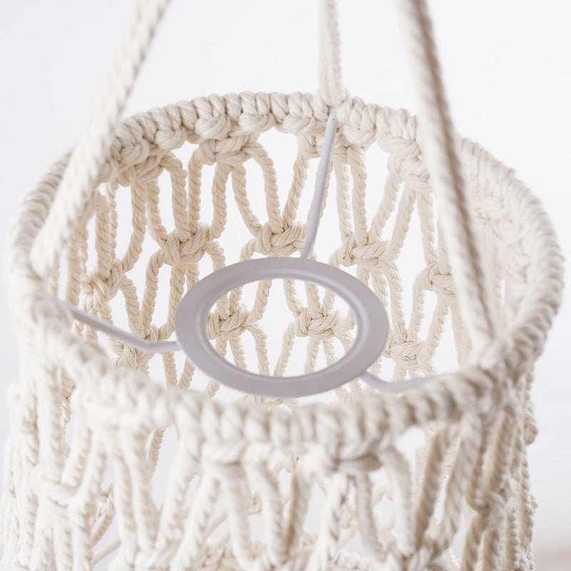 Handmade Macrame Lamp Home Decor Nordic Natural Woven Hanging Cotton Ceiling Hanging Light Cover for Living Room Decoration