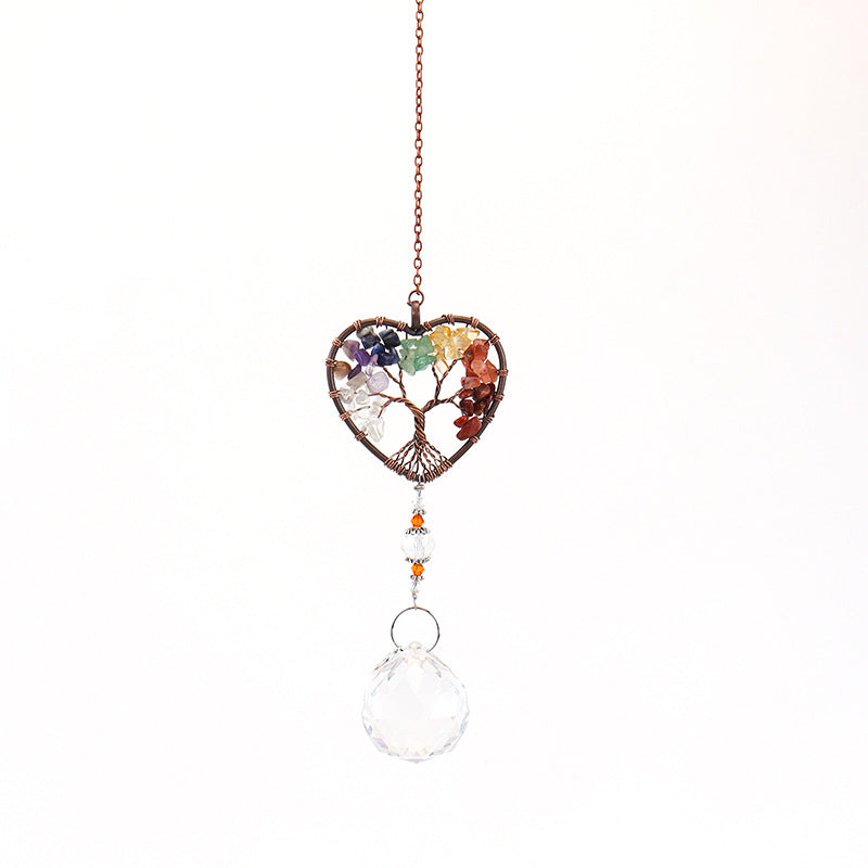 Hot Stock Tree Life Crystal Pendant Natural Gravel Sun Catcher Amethyst Mosaic Craft Model Polished Christmas Decorations Hot