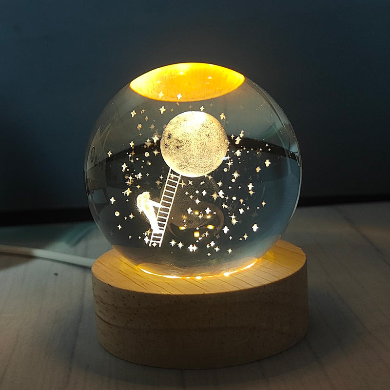 3D Art Crystal Ball Night Lamp ā Solar System LED Night Light, Luminous Crystal Globe for Bedroom, Office, and Desktop Home Decoration