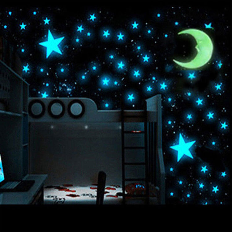 100 Pcs Glow In The Dark Stars – Luminous Plastic Ceiling & Wall Stickers, Space-Themed Room Decoration for Kids Bedroom, Nursery, Glow Stars for Night Sky Effect