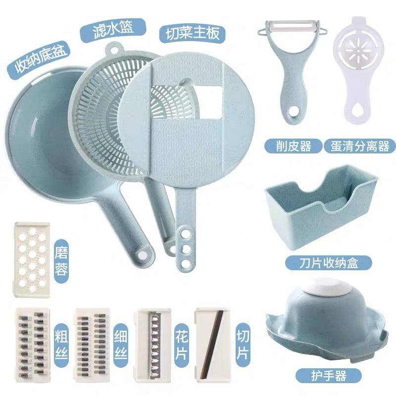 Kitchen Accessory 12 in 1 Onion Gadgets Mincer Potato Dicer Spiralizer Cutter Hand Held Vegetable Food Chopper