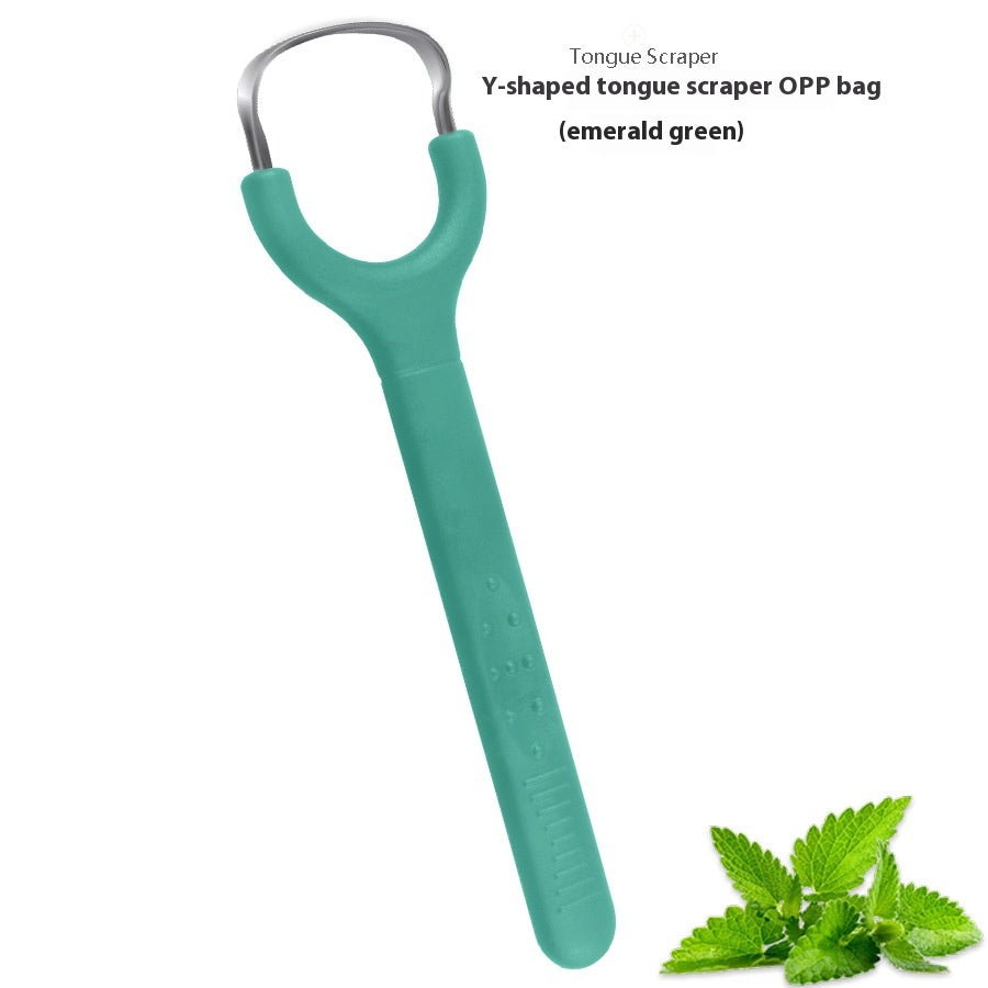 New Style Portable 304 Stainless Steel and Copper Y-Shaped Tongue Scraper Effective Tongue Cleaner for Odor Removal
