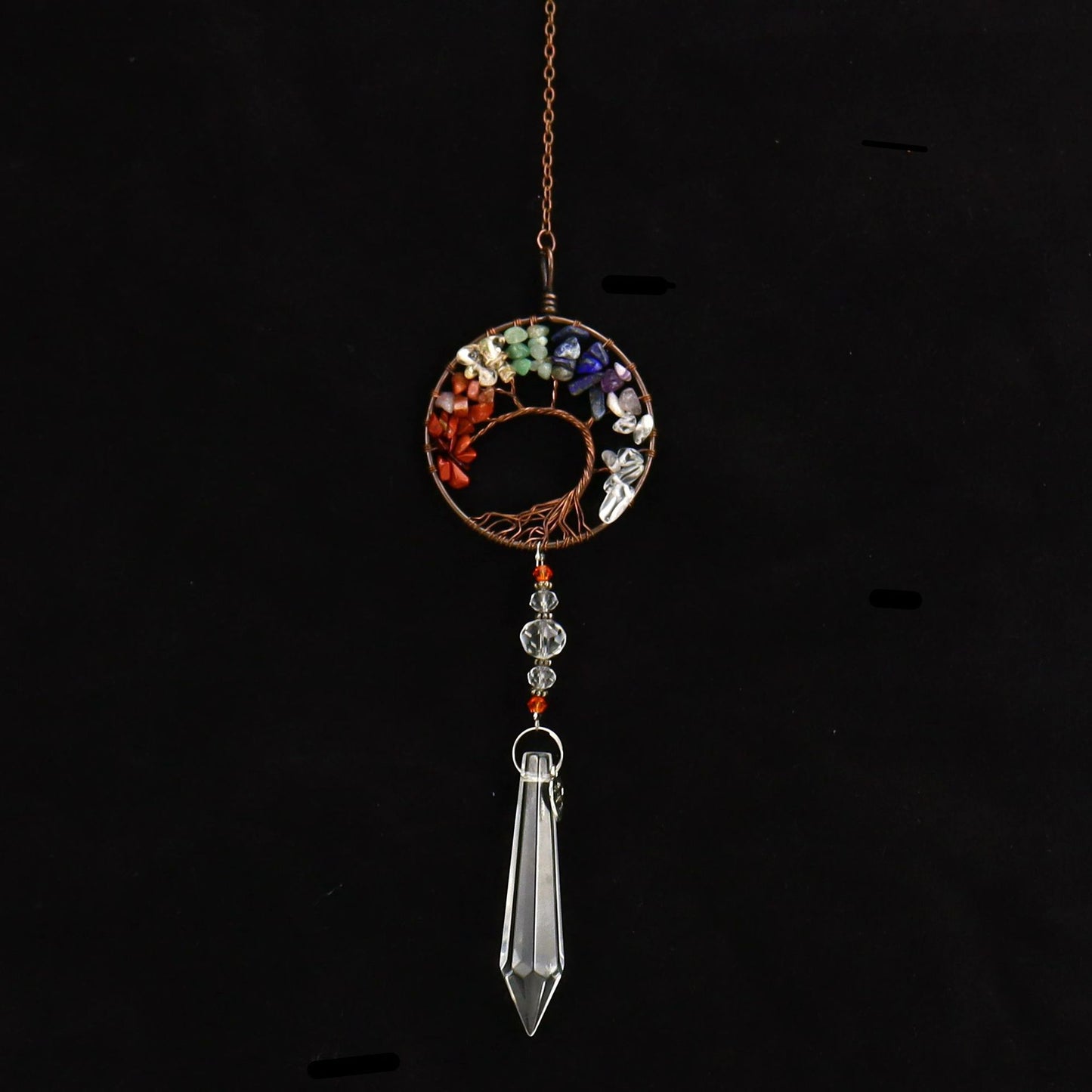 Hot Stock Tree Life Crystal Pendant Natural Gravel Sun Catcher Amethyst Mosaic Craft Model Polished Christmas Decorations Hot