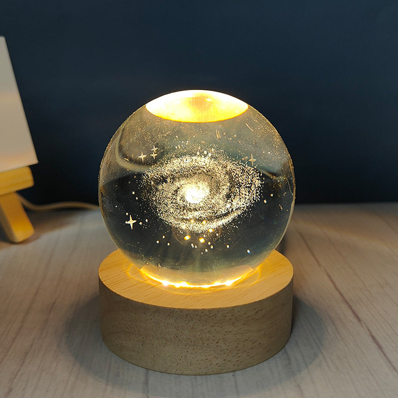 3D Art Crystal Ball Night Lamp ā Solar System LED Night Light, Luminous Crystal Globe for Bedroom, Office, and Desktop Home Decoration