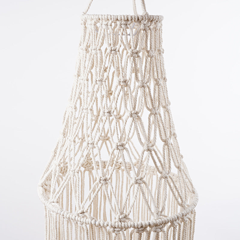 Handmade Macrame Lamp Home Decor Nordic Natural Woven Hanging Cotton Ceiling Hanging Light Cover for Living Room Decoration