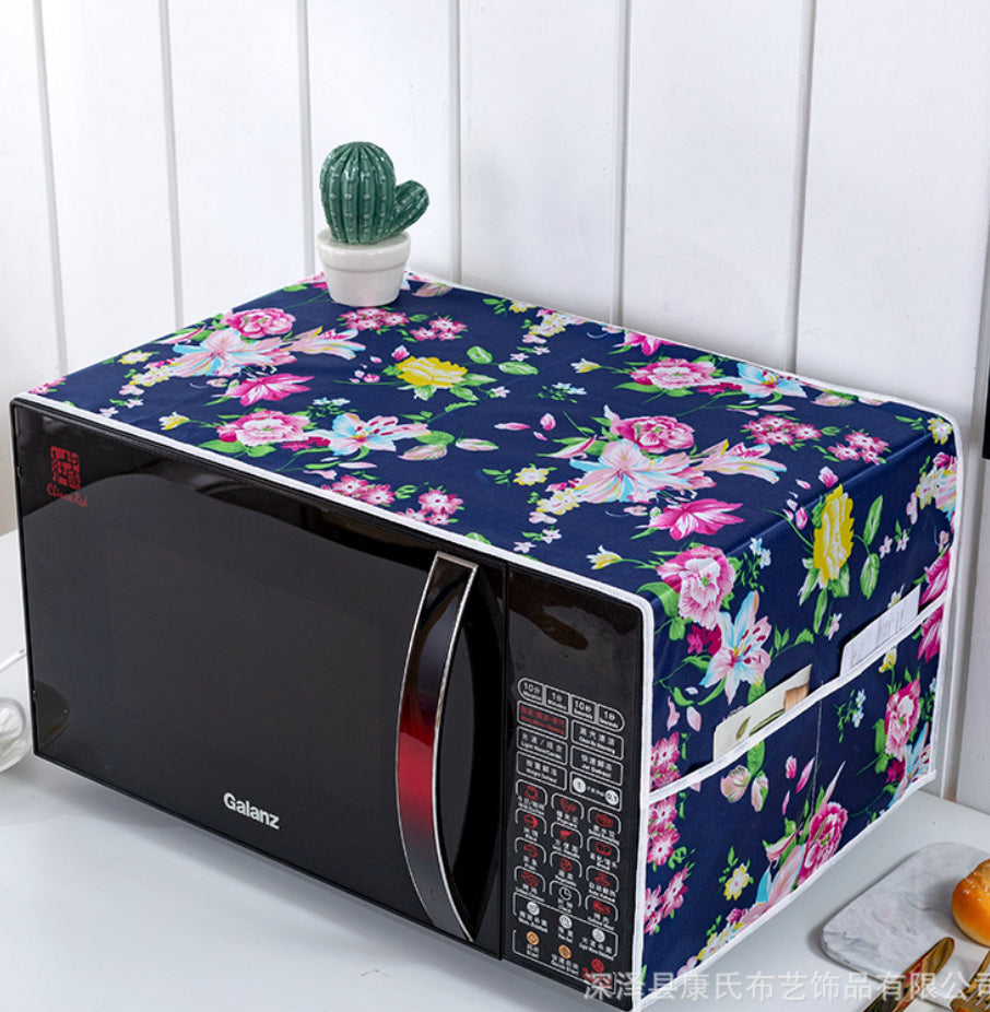 Microwave Oven Cover – Waterproof & Dustproof Protector with Side Pockets, Heat-Resistant Fabric, Fits Most Sizes, Easy to Clean, Kitchen Appliance Cover