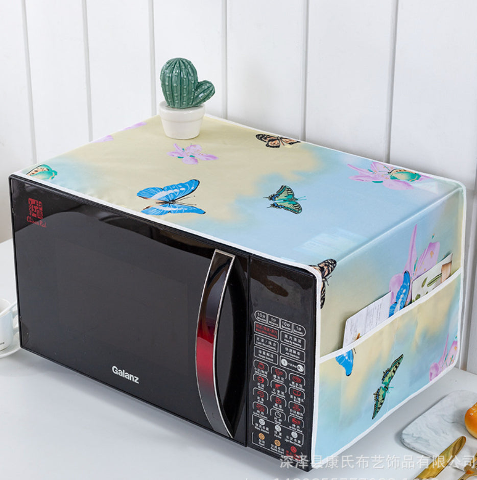 Microwave Oven Cover – Waterproof & Dustproof Protector with Side Pockets, Heat-Resistant Fabric, Fits Most Sizes, Easy to Clean, Kitchen Appliance Cover