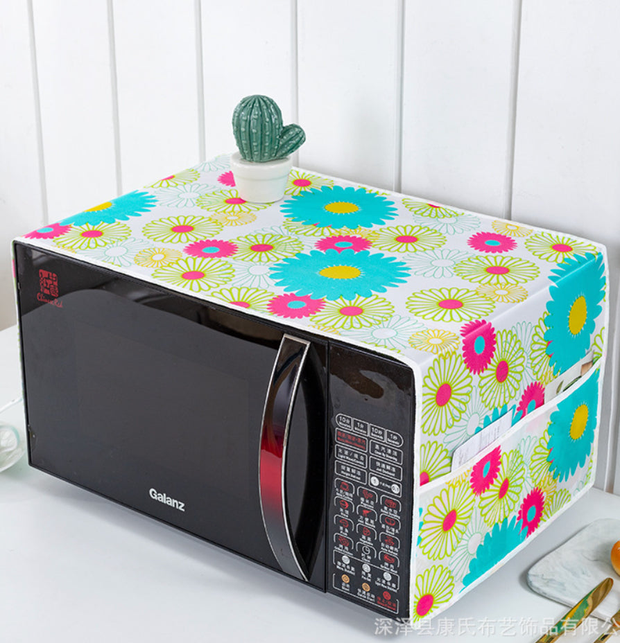 Microwave Oven Cover – Waterproof & Dustproof Protector with Side Pockets, Heat-Resistant Fabric, Fits Most Sizes, Easy to Clean, Kitchen Appliance Cover