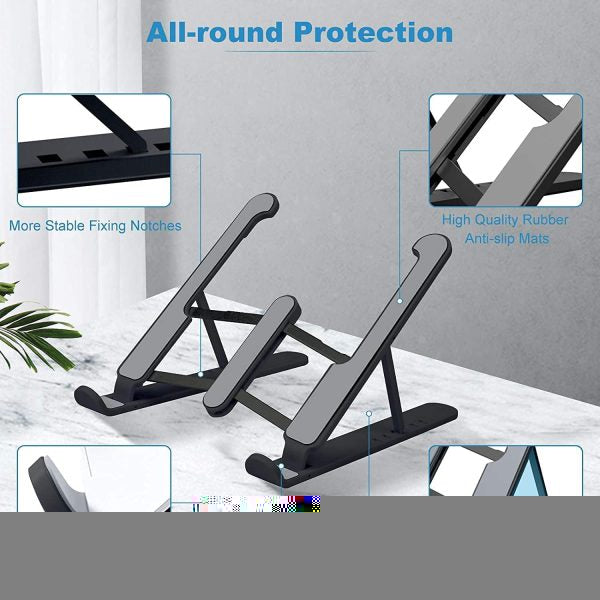 Ergonomic Laptop Stand β Adjustable & Foldable Aluminum Stand for Desk, Compatible with All Laptops 10"β17", Portable, Ventilated, Ideal for Home & Office