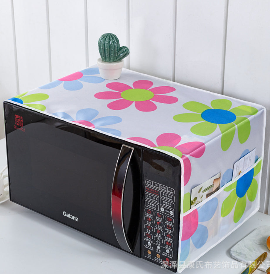 Microwave Oven Cover – Waterproof & Dustproof Protector with Side Pockets, Heat-Resistant Fabric, Fits Most Sizes, Easy to Clean, Kitchen Appliance Cover