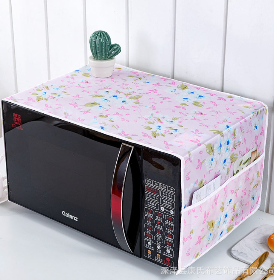 Microwave Oven Cover – Waterproof & Dustproof Protector with Side Pockets, Heat-Resistant Fabric, Fits Most Sizes, Easy to Clean, Kitchen Appliance Cover
