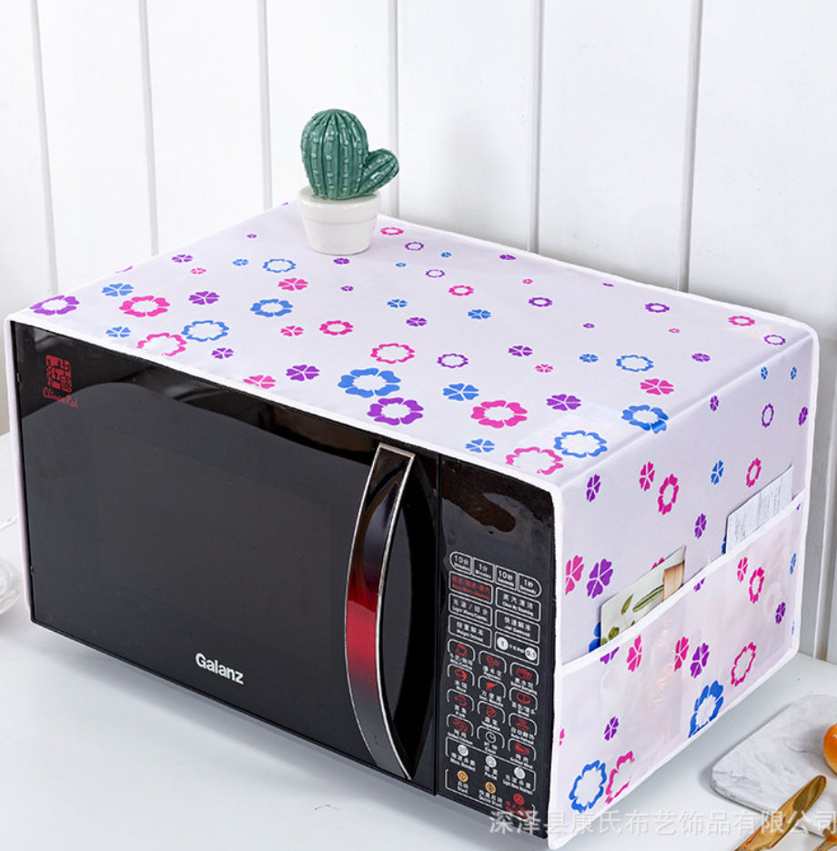Microwave Oven Cover – Waterproof & Dustproof Protector with Side Pockets, Heat-Resistant Fabric, Fits Most Sizes, Easy to Clean, Kitchen Appliance Cover