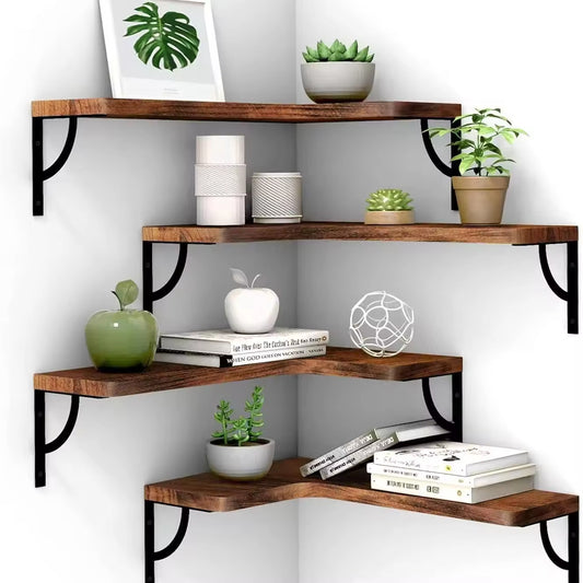 Factory Wholesale Solid Wooden Floating Storage Shelves Wall Mounted Racks for Living Room Bedroom