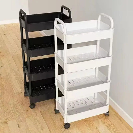 Wholesale Small Movable Multi-layer Floor-standing Storage Rack Plastic Kitchen Bedroom Living Room and Bathroom Organizer