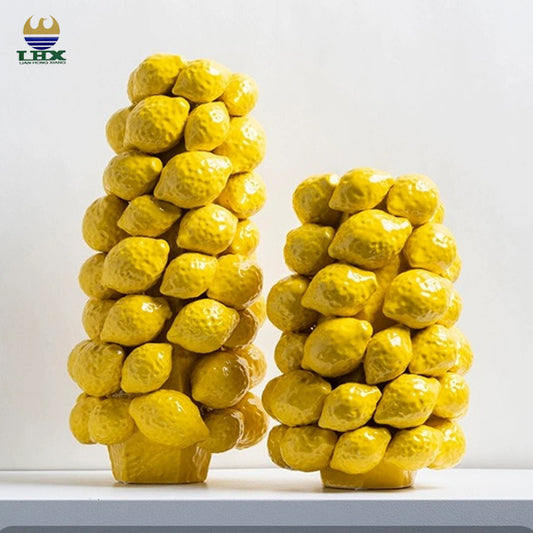 Customized Handmade Yellow Lemon Fruit Shape Modern Luxury Art Deco Design Vase for Home Decor Ceramic Vase