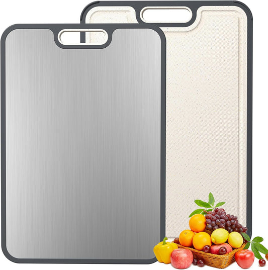 Customized Anti-Mold Stainless Steel and Pure Titanium Double-Sided Kitchen Chopping Board Household Fruit Food Cutting Board