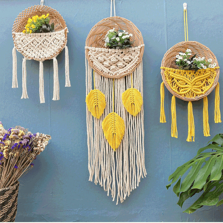Nordic Walling Hanging Decor Plant Flower Flower Basket Children's Room Wall Planter Basket for Flower Hanging Decoration