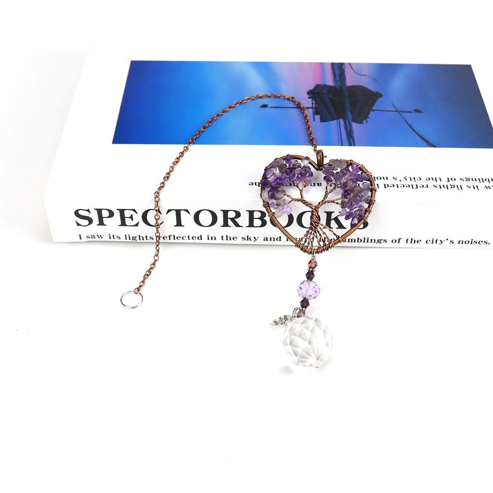 Hot Stock Tree Life Crystal Pendant Natural Gravel Sun Catcher Amethyst Mosaic Craft Model Polished Christmas Decorations Hot