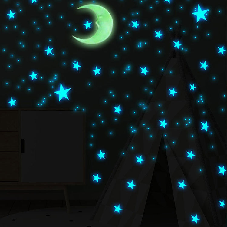100 Pcs Glow In The Dark Stars – Luminous Plastic Ceiling & Wall Stickers, Space-Themed Room Decoration for Kids Bedroom, Nursery, Glow Stars for Night Sky Effect