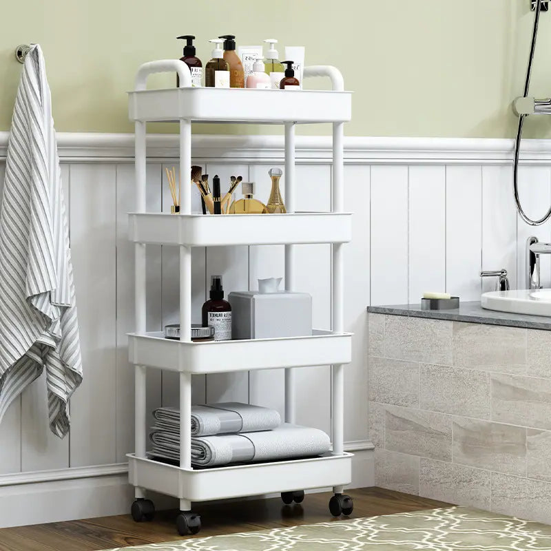 Wholesale Small Movable Multi-layer Floor-standing Storage Rack Plastic Kitchen Bedroom Living Room and Bathroom Organizer